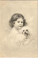 Child with dog. M. M. Vienne