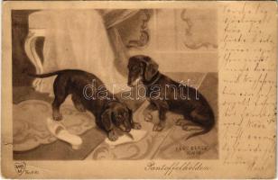 1902 Pantoffelhelden / Dachshund dogs (EB)