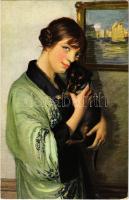 Mein Liebling / Lady with Dachshund dog s: Cecile Morgand (EK)