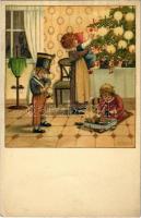 Children art postcard, Christmas tree and gifts. M. Munk Wien Nr. 1167. s: P. Ebner (EK)