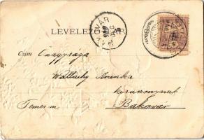 1900 Art Nouveau, Floral, Emb. litho greeting card (fa)