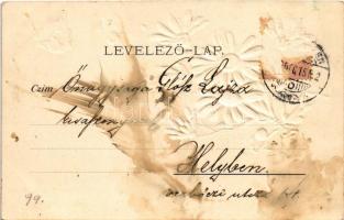 1899 (Vorläufer) Art Nouveau, Floral, Emb. litho greeting card (Rb)
