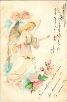 1899 (Vorläufer) Greeting card with angels. litho (fl)