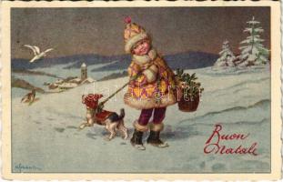 1931 Buon Natale / Christmas greeting art postcard. Degami