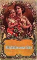 1909 Glückliches neues Jahr / New Year greeting art postcard (EB)