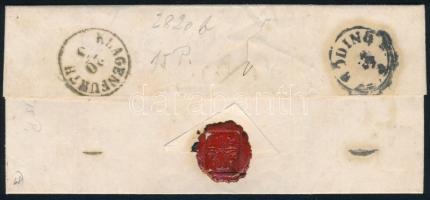 15kr levélen "SZENITZ" - "KLAGENFURT" 15kr on cover "SZENITZ" - "...