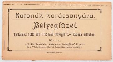 SEGÉLYBÉLYEGEK 1915. Teljes Hadsegélyező Hivatali bélyegfüzet 100 1f névértékű bélyeggel, magyar nyelvű borítóval