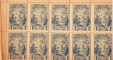 SEGÉLYBÉLYEGEK 1915. Teljes Hadsegélyező Hivatali bélyegfüzet 100 1f névértékű bélyeggel, magyar nye...