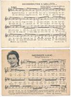 5 db RÉGI magyar kottás levelezőlap képeslap a szerzők által küldve / 5 pre-1945 Hungarian music sheet postcards, sent by the composers