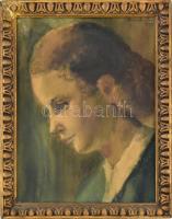 Olvashatatlan jelzéssel (... Teréz): Női arckép. Akvarell, karton. Dekoratív, kissé sérült fakeretben, 40×30 cm