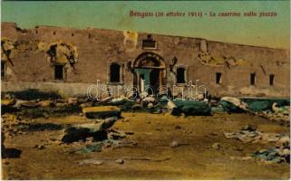 Benghazi, Bengasi; 20 ottobre 1911 La Caserma sulla piazza / ruins of the military barracks after the Battle of Benghazi (fl)