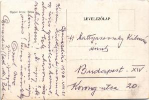 1946 Tátra, Magas-Tátra, Vysoké Tatry; Oppel Imre saját leve a hátoldalon s: Oppel Imre (EK)