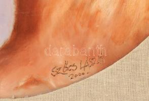 Aba Szőcs László (1944-2018): Merengés (női akt). Olaj, farost. Dekoratív fakeretben. d: 50 cm