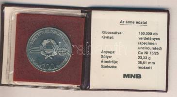 1982. 100Ft "Labdarúgó VB" T:BU Eredeti tokban, tanúsítvánnyal!