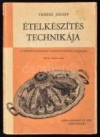 Venesz József: Ételkészítés technikája. A véndéglátóipari tanulóiskolák számára. Bp., 1964, Közgazdasági és Jogi Könyvkiadó.Második, változatlan kiadás. Kiadói papírkötés, kopott, foltos borítóval, sérült gerinccel és kötéssel, a borító részben elvált a könyvtesttől, a címlap elvált a könyvtesttől, intézményi bélyegzéssel.