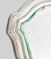 Ezüst(Ag) tálca, jelzett, sérült üvegbetéttel, 24×29 cm, nettó: 415 g