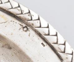 Ezüst(Ag) tálca, jelzett, sérült üvegbetéttel, 24×29 cm, nettó: 415 g