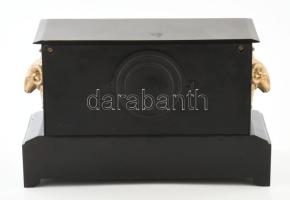 cca 1897-1930 ANSONIA CLOCK CO., NEW YORK kandallóóra, fém házzal, eredeti szerkezettel, törött kulc...