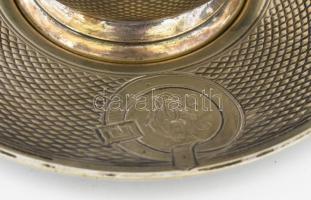 2 db alpakka mokkás csésze monogramos csészealjjal, kis kopásnyomokkal