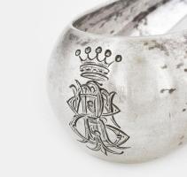 Antik ezüst (Ag) monogramos - nemesi koronás cukorfogó, jelzett, h: 15,5 cm, nettó: 47 g