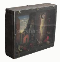 Domján József (1939-2021) Franciaországban élő festő: Szürrealista kép. Olaj, vegyes technika, appli...