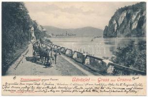 Orsova, Kasanausgang / Cazane / Kazán-szoros. Hutterer G. kiadása / gorge, road