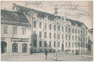 Zilah, Zalau; Református Wesselényi kollégium, Davidovits, Materny János üzlete. Seres Samu kiadása / Calvinist boarding school, shops (EK)