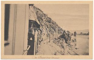 Orsova, Im Cernatal / Cserna-völgyi vasútvonal, gőzmozdony, vonat / railway line, locomotive, train
