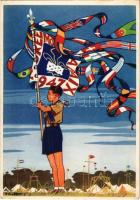 1947 Jamboree mondial de la paix / 6. Cserkész Világdzsembori, a "Béke dzsemborija" / 6th World Scout Jamboree in Moisson, France. The Jamboree of Peace. Éditions P. P. Ozanne 1007. s: P. Joubert (EK)