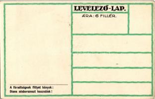 Cserkész művészlap. A fáradtságnak fittyet hányok: Diana sósborszeszt használok! / Hungarian boy sco...