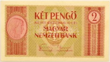 1938. 2P J1 11 068668 Tervezet, nem került forgalomba, MINTA perforációval T:AU / Hungary 1938. 2 Pengő J1 11 068668 unissued banknote with MINTA (SPECIMEN) perforation C:AU Adamo SPT2