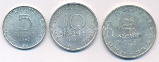 1948. 5Ft Ag "Petőfi" + 10Ft Ag "Széchenyi" + 20Ft Ag "Táncsics" &quot...