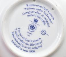 Copenhagen porcelán tálka, étkező társaság, matricás, jelzéssel, hibátlan, d: 11,5 cm