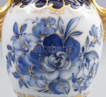 Royal Dux kékvirágos serlegváza, kézzel festett, jelzett, hibátlan, m: 28 cm