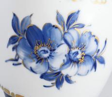 Royal Dux kékvirágos serlegváza, kézzel festett, jelzett, hibátlan, m: 28 cm