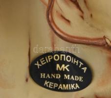 2 darab görög mázas kerámia váza, egyik címkével jelzett, hibátlan, m: 19-20 cm