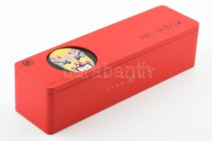 Hong Gui Ren minőségi kínai tea díszdoboza, fém, hibátlan, 34x9x9 cm