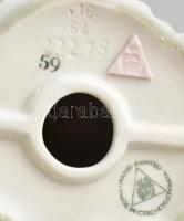 Royal Dux esernyős hölgy zöld ruhában, festett biszkvit porcelán, jelzéssel, hibátlan, m: 23,5 cm