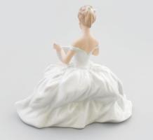 Wallendorf legyezős díva, biszkvit és mázas porcelán, keze sérült, jelzéssel, m: 17 cm