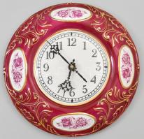 Royal Dux Alexandra porcelán falióra, jelzéssel, hibátlan, matricás, d: 24 cm