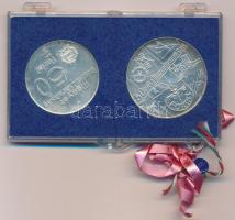 1974. 50Ft Ag "50 éves a Magyar Nemzeti Bank" + 100Ft Ag "50 éves a Magyar Nemzeti Bank" eredeti plombált, kissé sérült "MNB" műanyag tokban T:BU patina  Adamo EM44, EM45