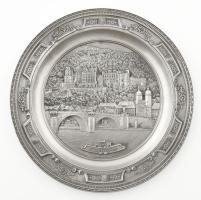 WMF Heidelbergi kastély ón falitál, jelzéssel, hibátlan, d: 23 cm