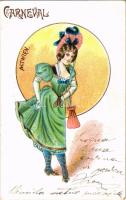 Carneval. Altwien / Bécsi szecessziós hölgy / Viennese lady, Art Nouveau litho