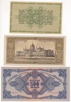 1945. 500P + 1946. 100.000.000P + 50.000AP vízjeles papíron, sorszám nélkül T:AU,XF
