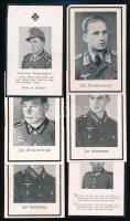 II. világháborús német (Wehrmacht) katonai halotti értesítő kártyák, 6 db, 11x7 cm / WWII German military death cards (Sterbebilder), 6 pcs