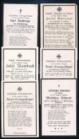 II. világháborús német (Wehrmacht) katonai halotti értesítő kártyák, 6 db, 11x7 cm / WWII German mil...