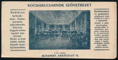 cca 1900-1910 Kocsiárucsarnok Szövetkezet számolócédula