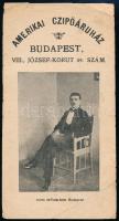 cca 1910-1930 Amerikai Czipőáruház Budapest (VIII., József körút 59.) számolócédula, apró szakadásokkal
