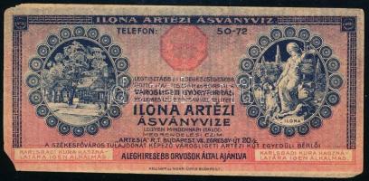 cca 1910-1920 Ilona Artézi Ásványvíz számolócédula, kis sarokhiánnyal