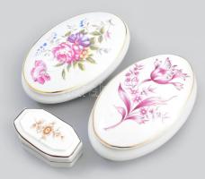 2 darab Hollóházi bonbonier + gyűrűtartó, jelzéssel, matricás, hibátlan